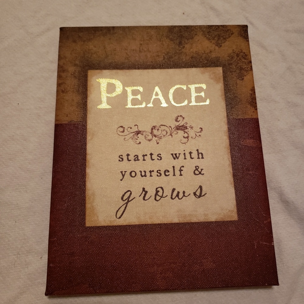 "Peace starts with yourself and grows" hanging pic
